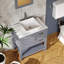 Meuble-lavabo de salle de bain 30 po gris avec comptoir en marbre avec lavabo et robinet miroir