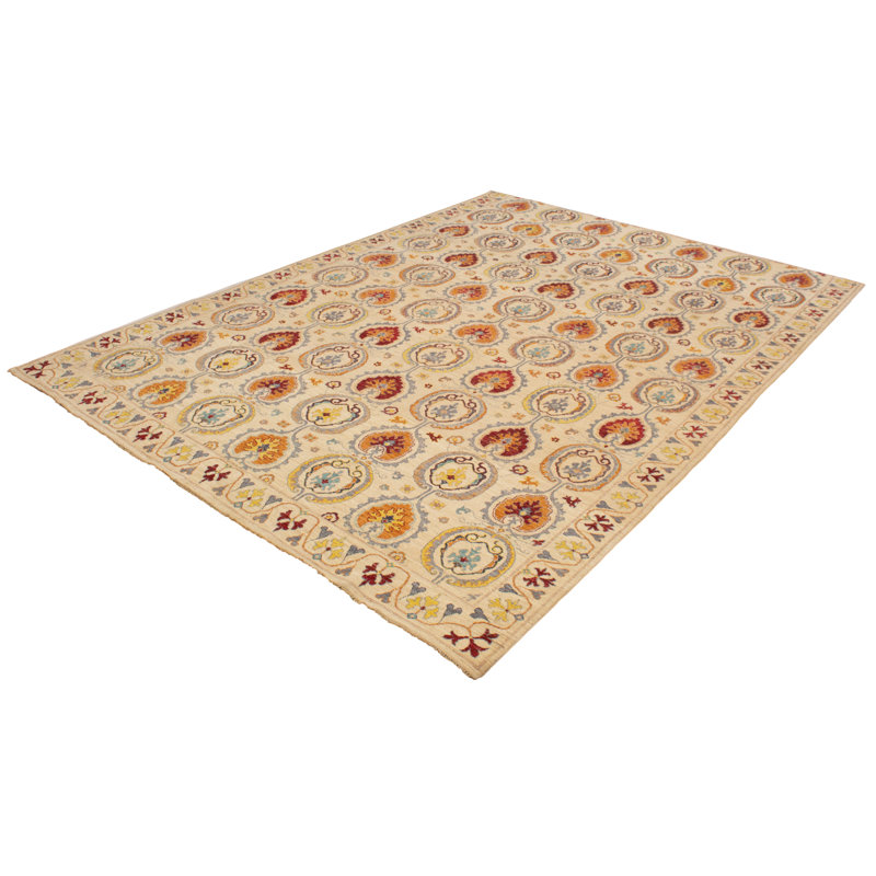 Zhu One-of-a-Kind 10'1" X 14'5" 2010s Wool Area Rug in Ivory