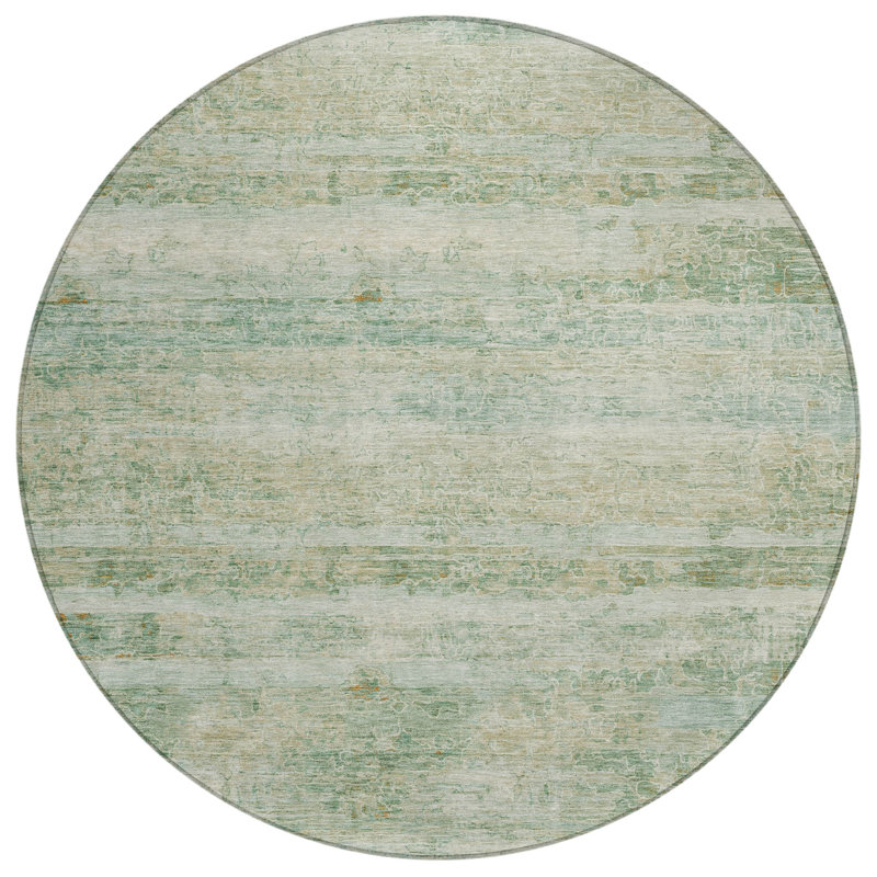 Machine Washable Indoor/Outdoor Colman ACN2154 Striped Rug, Round 8'