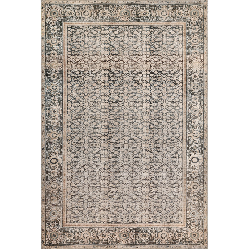 Tapis gris campagnard en polyester Bungalow Bungalow, Rectangle 5 pi x 7 pi 6 po