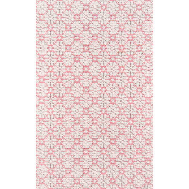 Tapis rose / ivoire tissé à plat à la main Lisbon Lisbon, Rectangle 2 pi x 3 pi