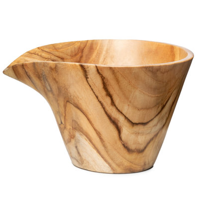 Efrawin Teak Wood Bowl with Pour Spout