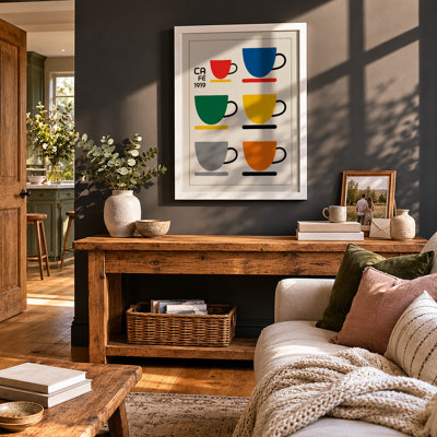 Colourful Ceramic Mugs Mid-Century - Framed Print