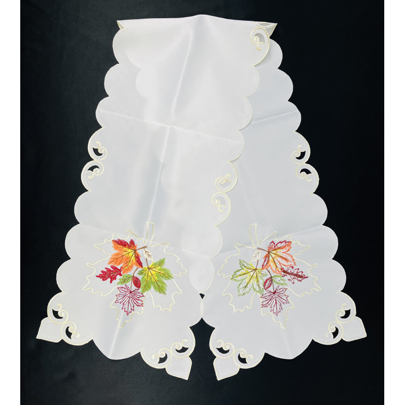 (16 x 36 po) Tapis de couloir blanc / feuilles, 72 po x 16 po