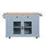 Îlot de cuisine mobile de 137 cm (54 po) avec prise de courant, rangement avec porte vitrée et roulettes verrouillables - Bleu gris