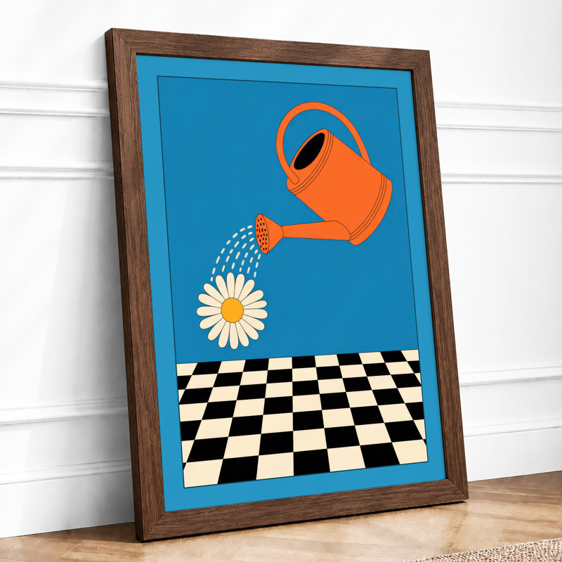 Daisy in Bloom Modern - Framed Print, A4 - 29.7 x 21.0 cm, Walnut