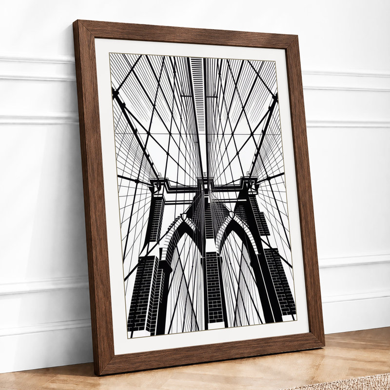 Brooklyn Bridge Ascendant Industrial - Framed Print, Walnut, A4 - 29.7 x 21.0 cm
