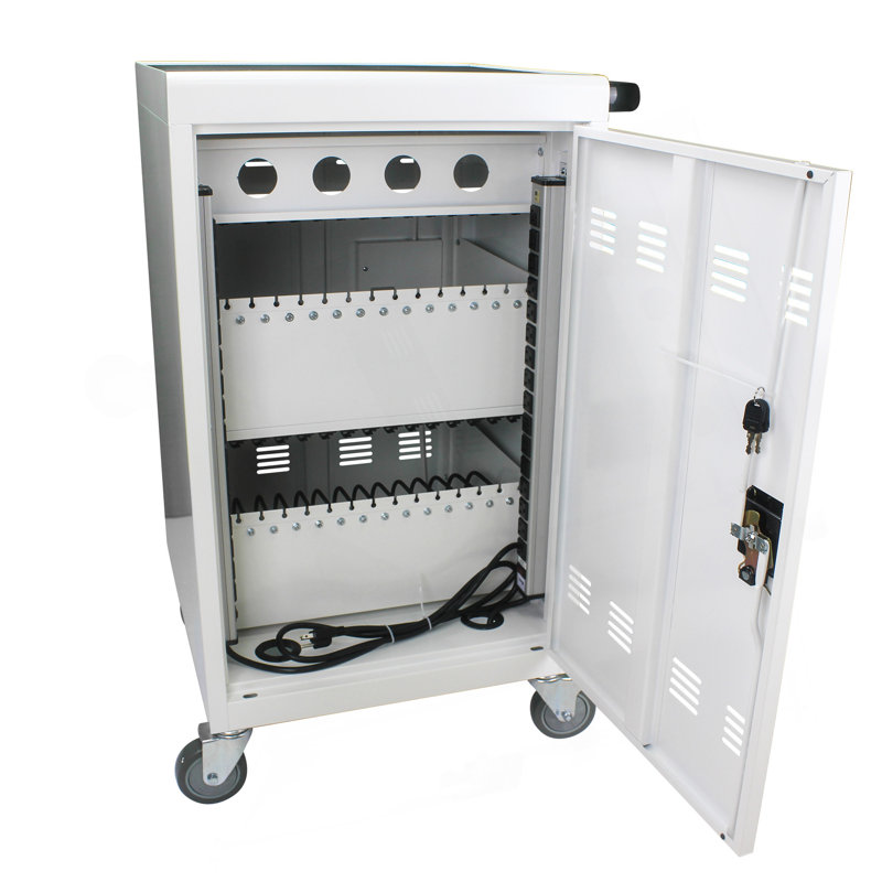 Chariot de chargement mobile et armoire pour 30 appareils avec serrure à combinaison, rangement sécurisé et chargement rapide