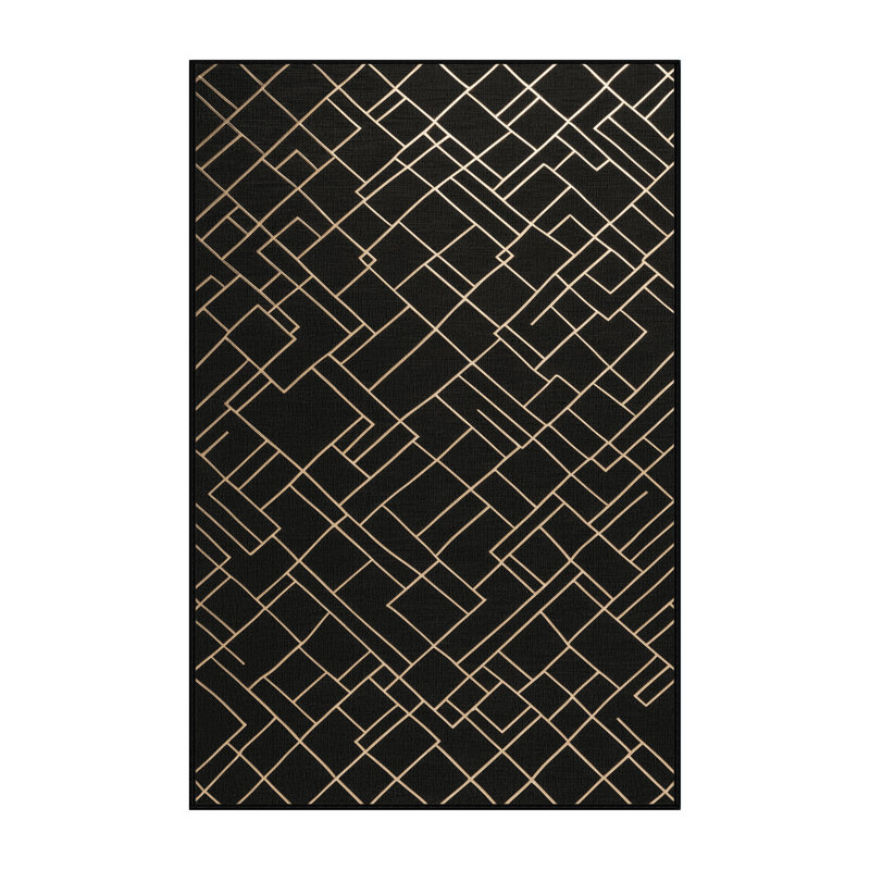 Tapis noir en treillis lavable à la machine, Rectangulaire 7 pi x 10 pi