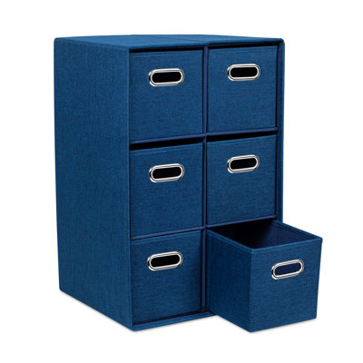 Inbox Zero Blush Linen Cube Organizer Shelf With 6 Storage Bins ...
