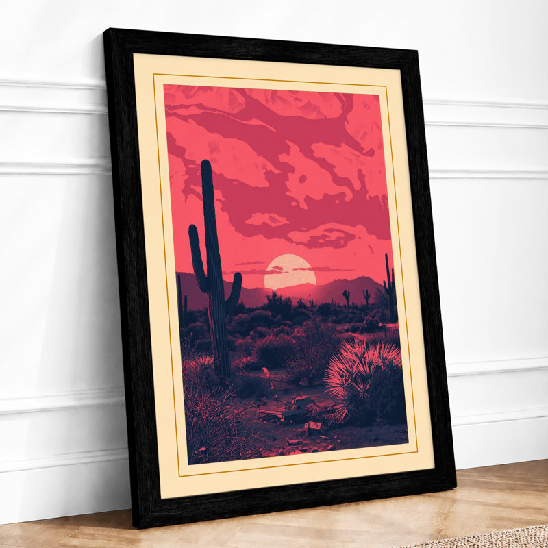 Desert at Sunset Rustic - Framed Print, A1 - 84.1 x 59.4 cm, Black