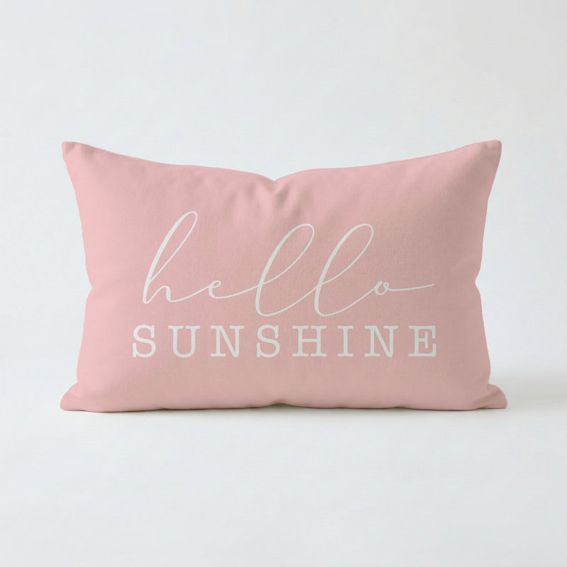 Hello Sunshine Pillow 16"X12" Blush, Rectangle 12"H x 16"W, Blush