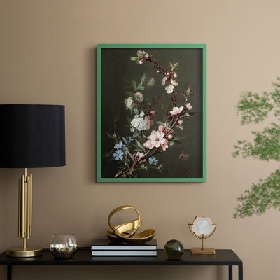 Reproduction florale vintage encadrée Lxxviii - bois massif