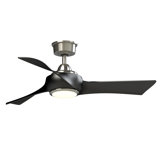 Wrap Custom 44 inch Indoor/Outdoor Ceiling Fan with LED CCT Select Light Kit - Brushed Nickel with Black blades