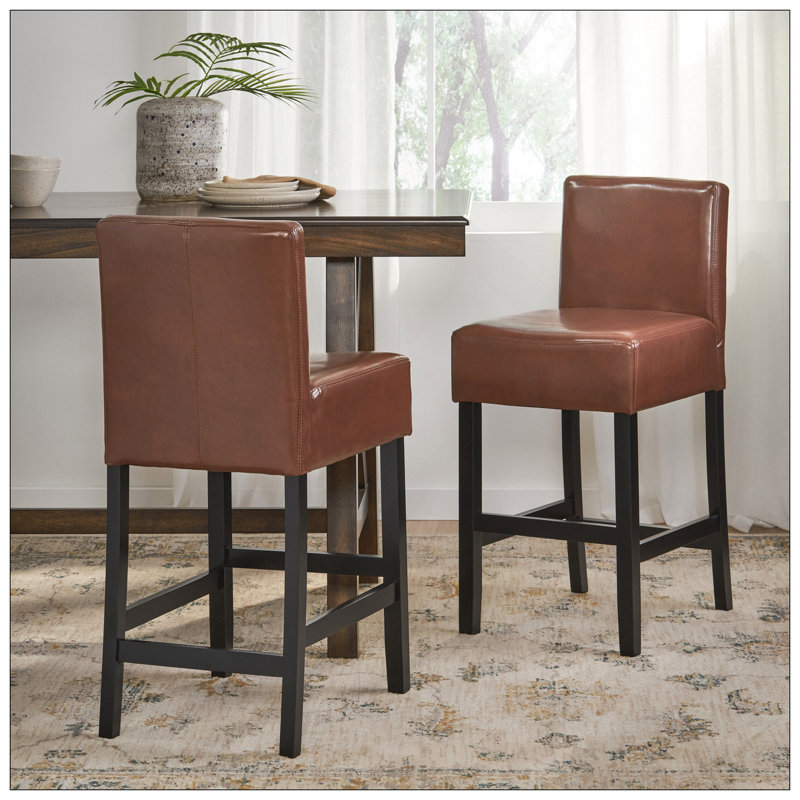Tabouret ZUMA KD COMPTER avec dossier ergonomique et siège en cuir durable pour plus de confort et de style, Brun