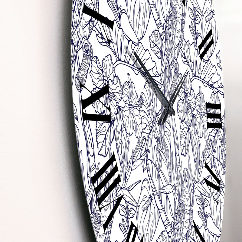 Tropical Ara Parrots - Horloge murale à motifs, Moyen