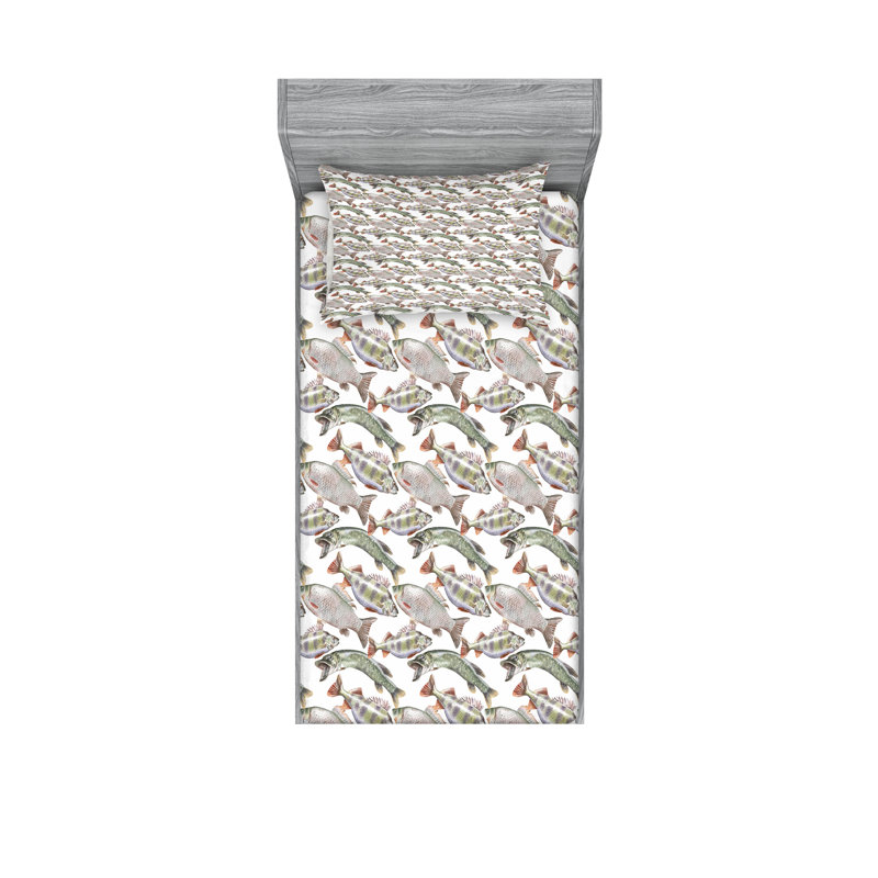 Multicolore drap-housse et coussin décoratif Ambesonne, Ensemble de draps-housses pour lit simple + 2 taie
