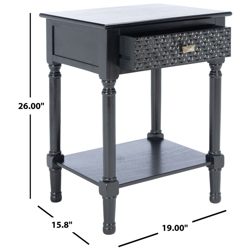 Peters End Table with Storage, Black