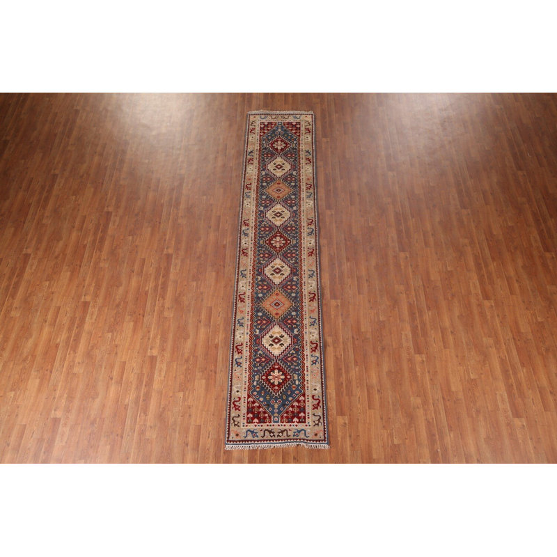 Tapis de couloir oriental bleu Khotan