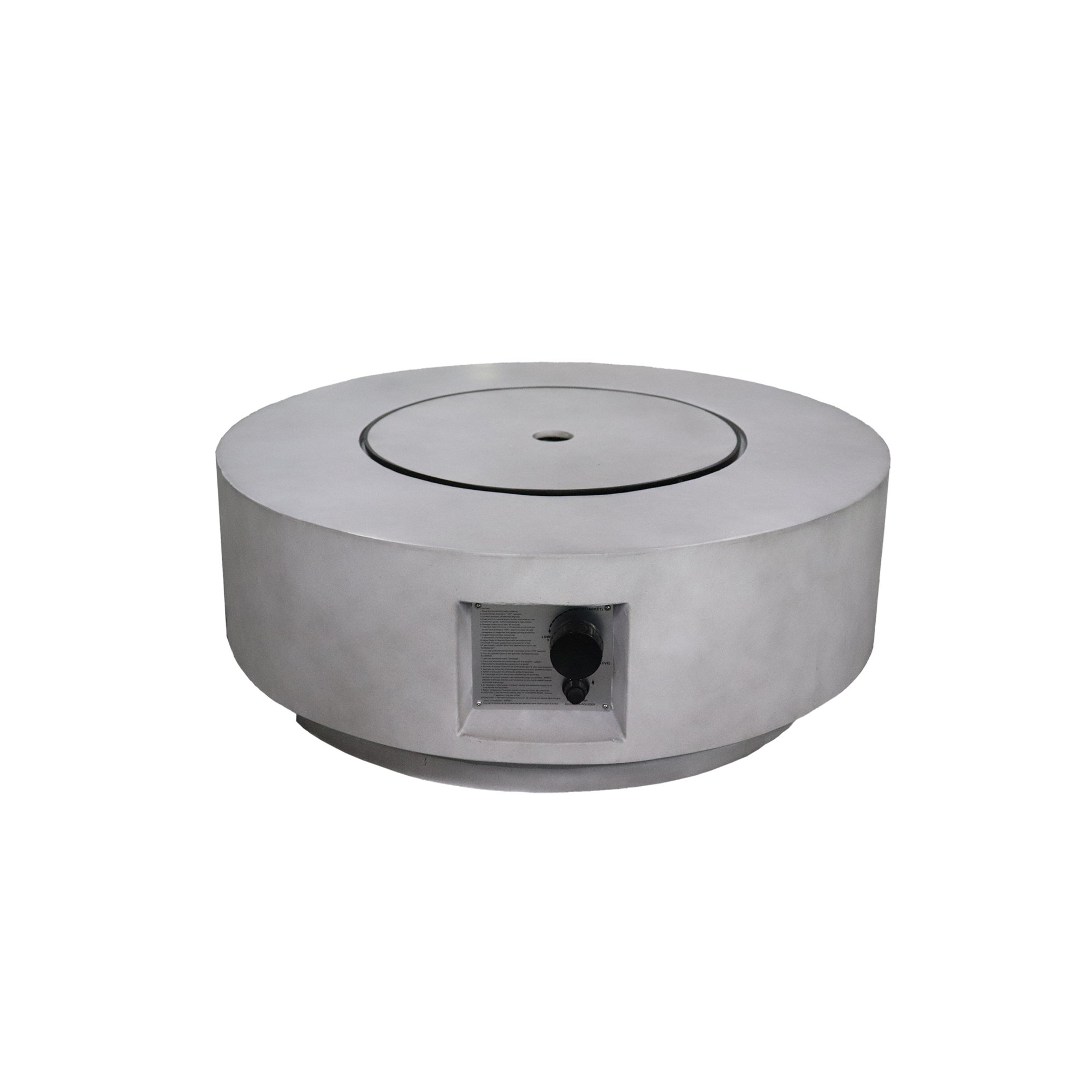 Rashid Round Fire Pit Table, Natural Concrete