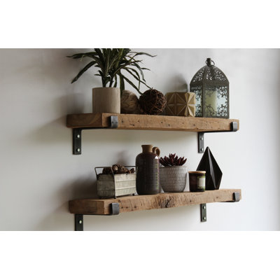 Brennon 2 Piece Reclaimed Barn Wood Bracket Shelf