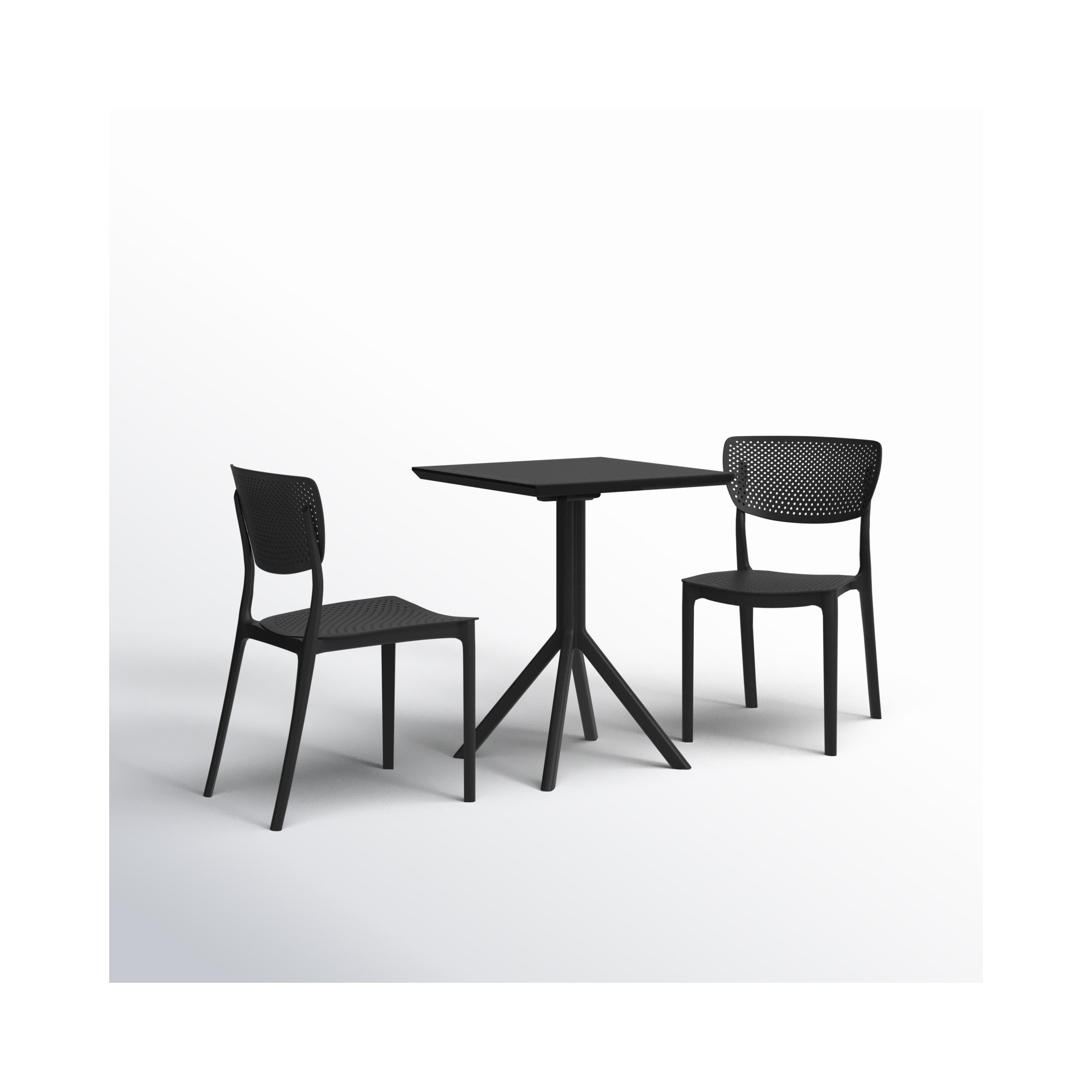 Farrah 31" Square 2-Person Bistro Set, Black, 23.6" D x 23.6" W x 29.5" H