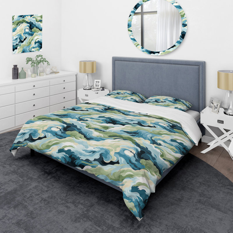 Ensemble de housse de couette Coastal Concealment Flow, Housse de couette pour grand lit et 2 taies décor