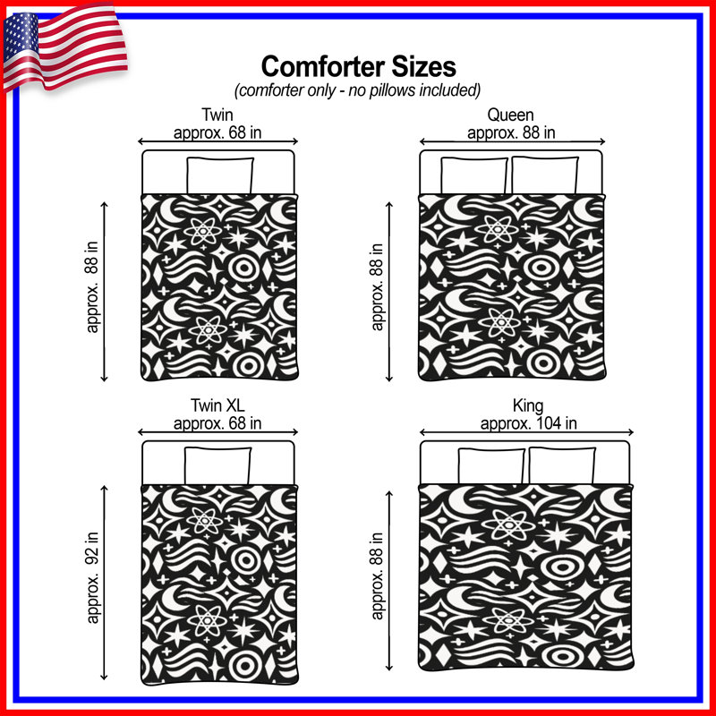 Black White Cosmic Pattern Comforter, King