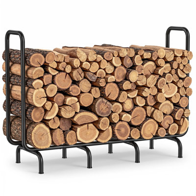 Heavy Duty Metal Wood Rack for Firewood Storage, Indoor Outdoor Log Holder for Fireplace, Patio, Deck, Backyard