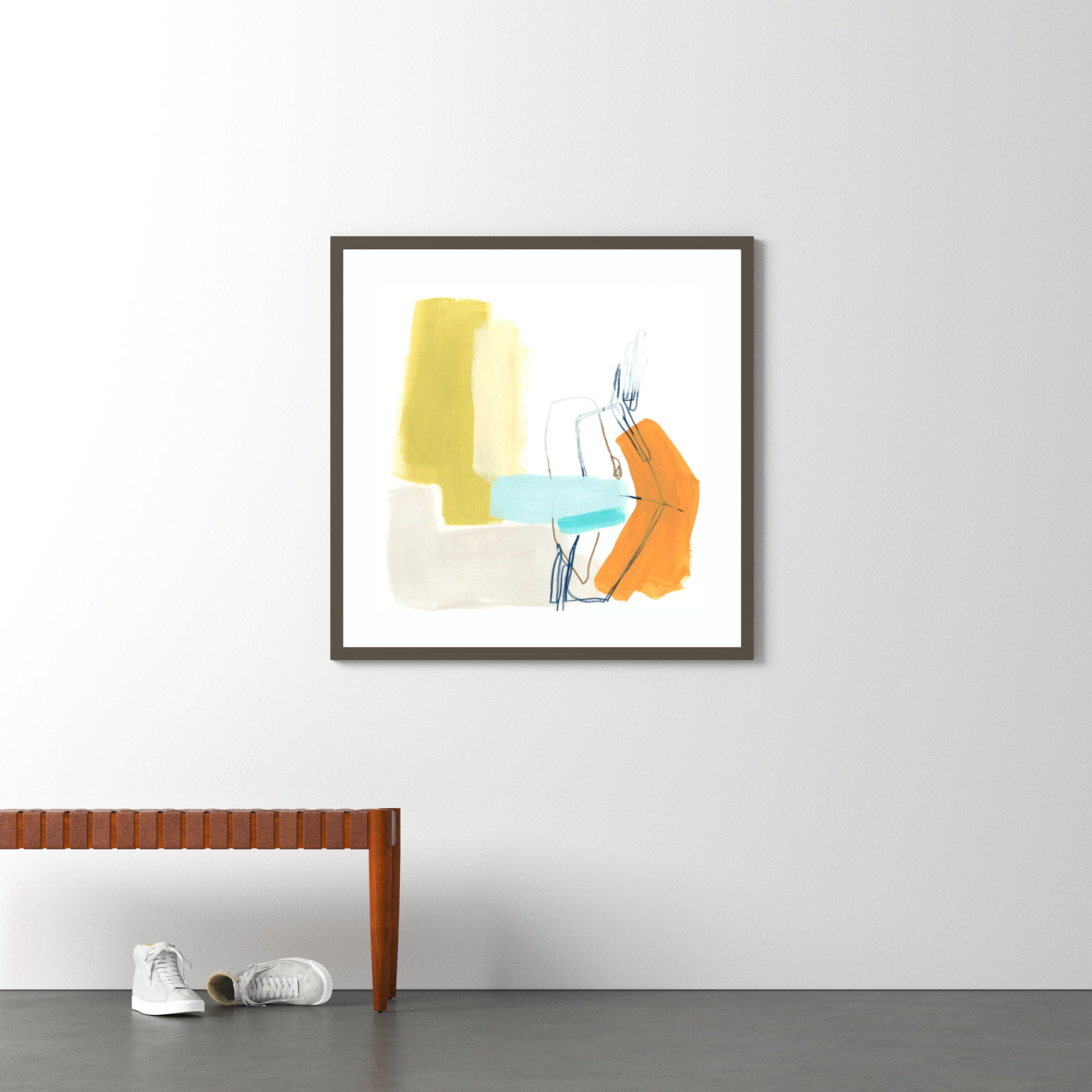 June "Adagio IV" Print by June Erica Vess, 41.38" H x 41.38" W x 0.88" D, Clay Gray Framed Paper