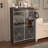 Cabinets | Modern Mirrored Double Door Shoe Storage Cabinet, Walnut Brown Finish, Brushed Silver Edging | Contemporary | Entryway