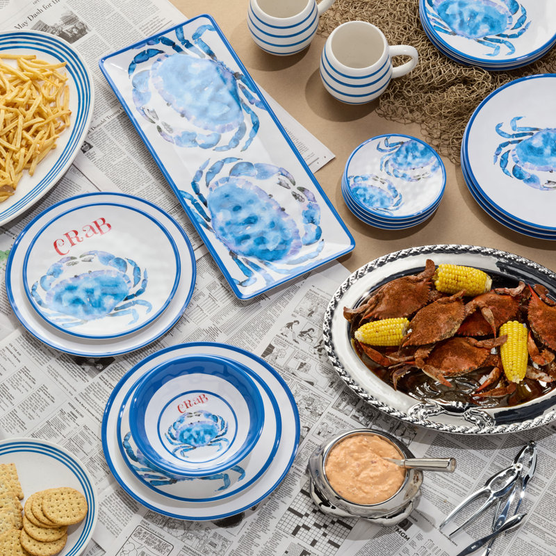 Dockside Blue Jumbo Chowder Bowls - Set of 4, 22 oz, Perfect for Soups, Stews, and Casual Dining - Durable Stoneware with Coastal Charm. Great for serving chowders, bisques, or noodle soups.