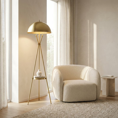 Lampe sur pied géométrique contemporaine Eclipse Gold