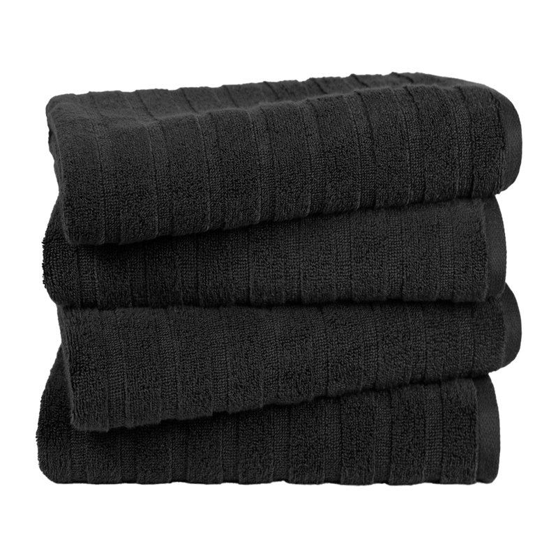 100% Cotton Zero Twist Terrycloth Quick Dry Towel (Set of 4), Bath Towels - 4 Pack Towels, Black