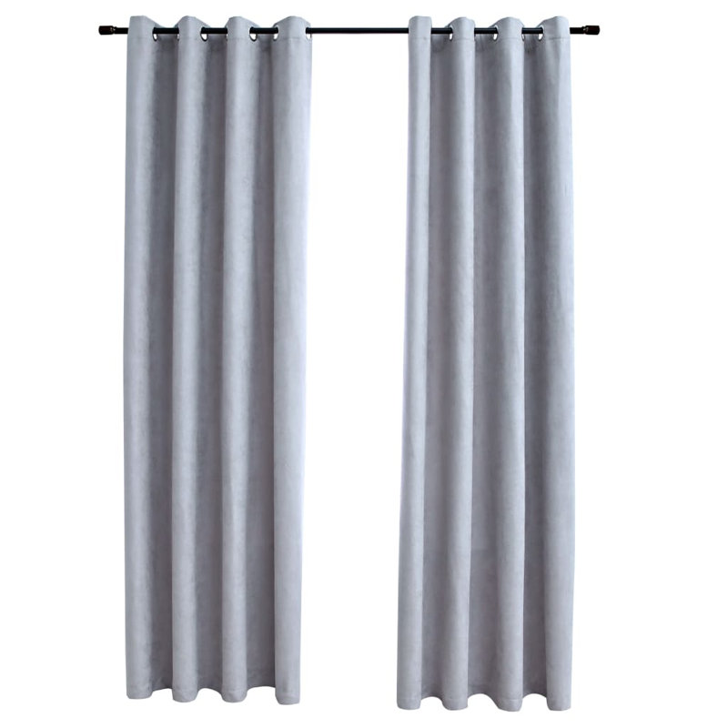 Azurah Blackout Curtain Pair, Grey, Width 140 x Drop 225cm