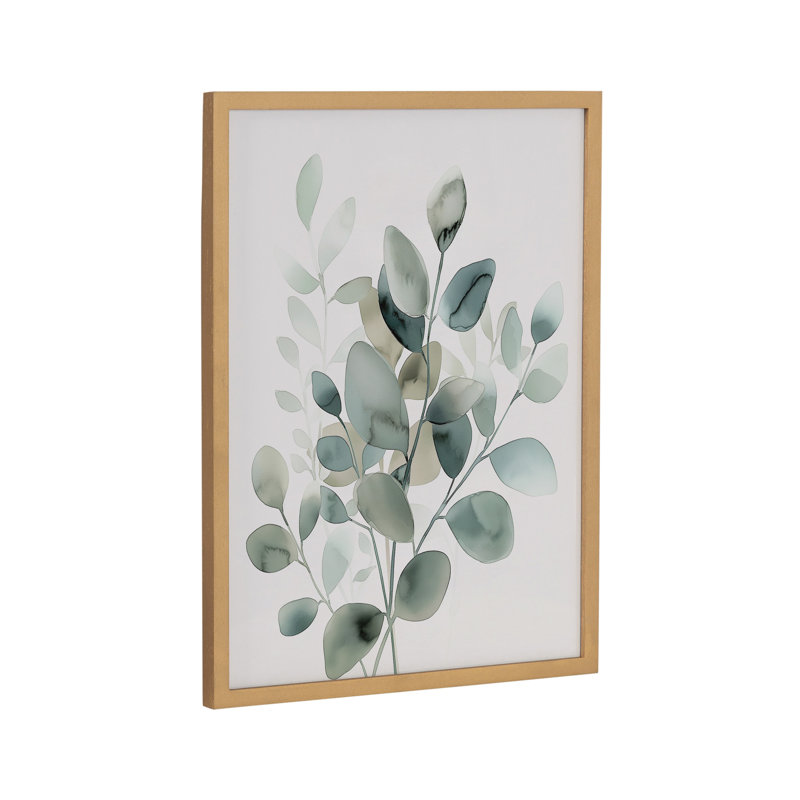 Doux eucalyptus, art mural, Cadre doré, H 12,65 po x l 16,65 po
