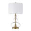 Lampe de table en verre avec base en laiton et abat-jour tambour blanc