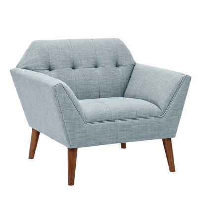 Méridienne avec accoudoirs, conception Mid-Century, détails à boutons, pieds en bois massif, tissu, capitonnage 37 po x 29,5 po, H 31,5 po