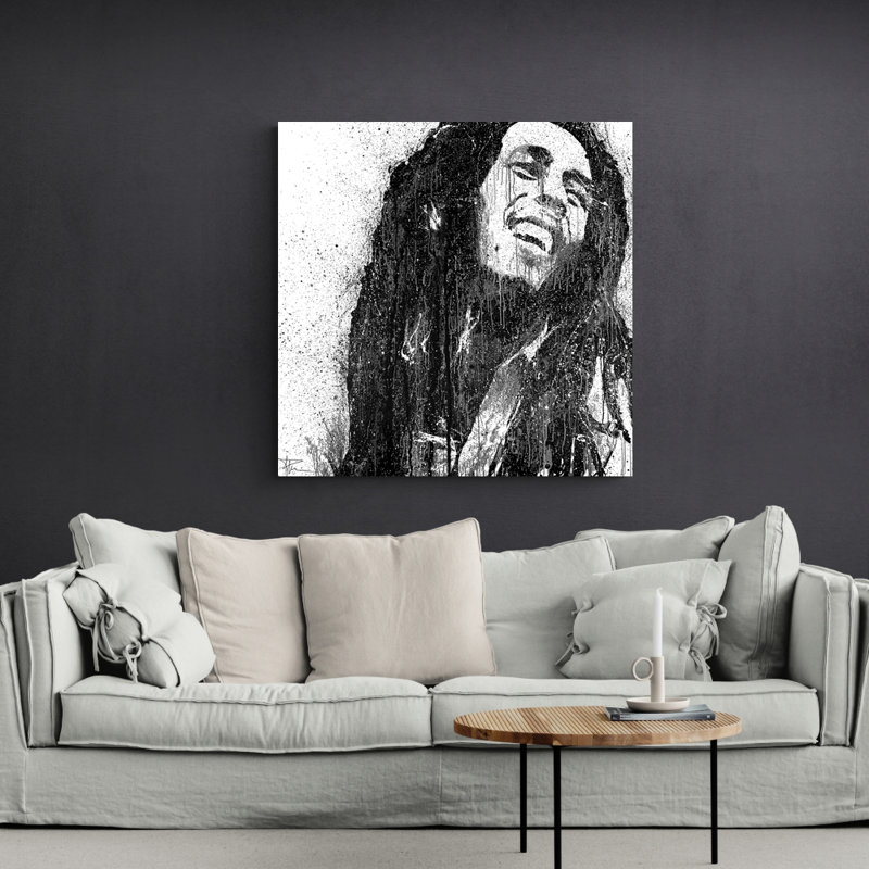 «Bob Marley» par Pratikacha Muir - reproduction sur toile tendue, H 24 po x l 20 po x P 1,5 po