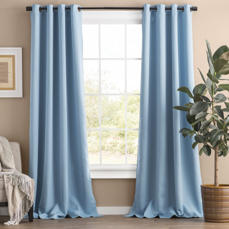 Adina Sevan Solid Thermal Grommet Curtain Panels, 52"W x 108"L, Sky Blue