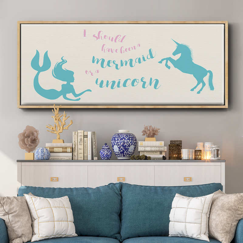 Mermaid Unicorn- Framed Canvas