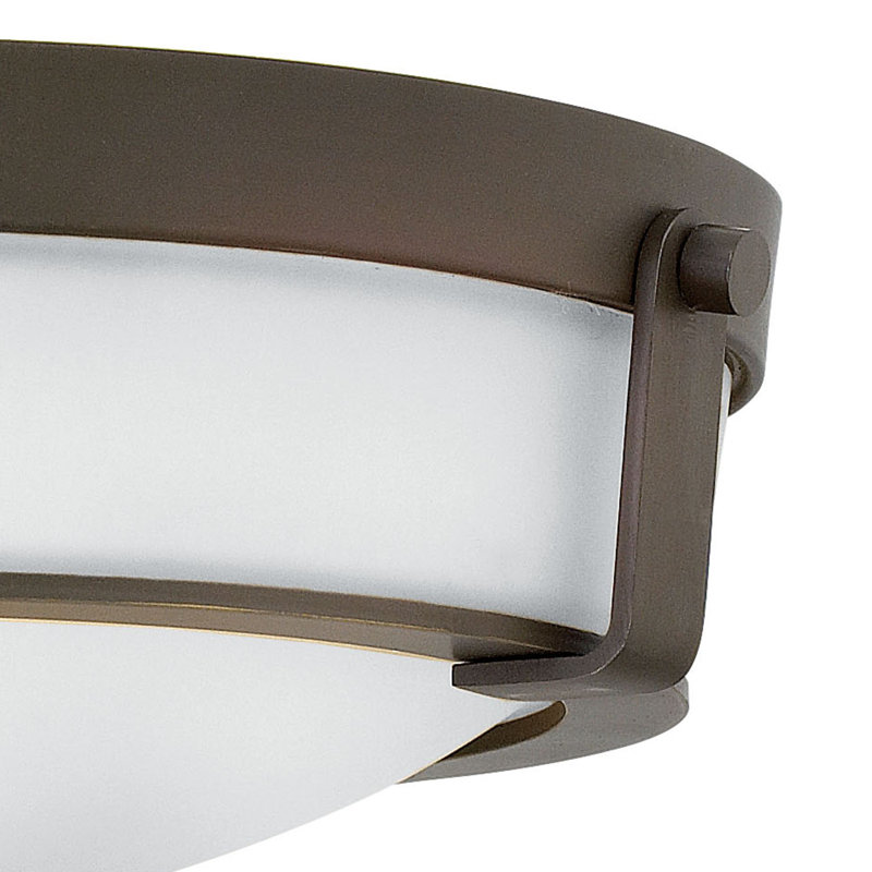 Hathaway Olde Bronze 3-Light Flush Mount with Etched Glass