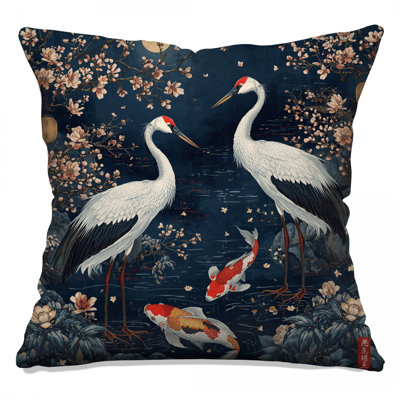 Coussins Cranes And Koi Fish