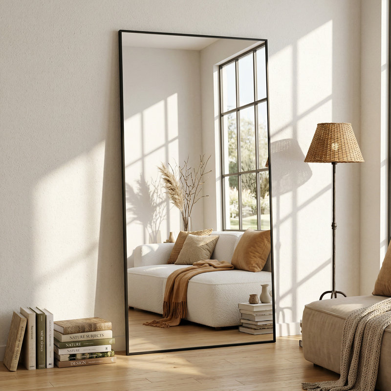 Rectangular Home Full-Length Mirror, Black, 78" x 38"