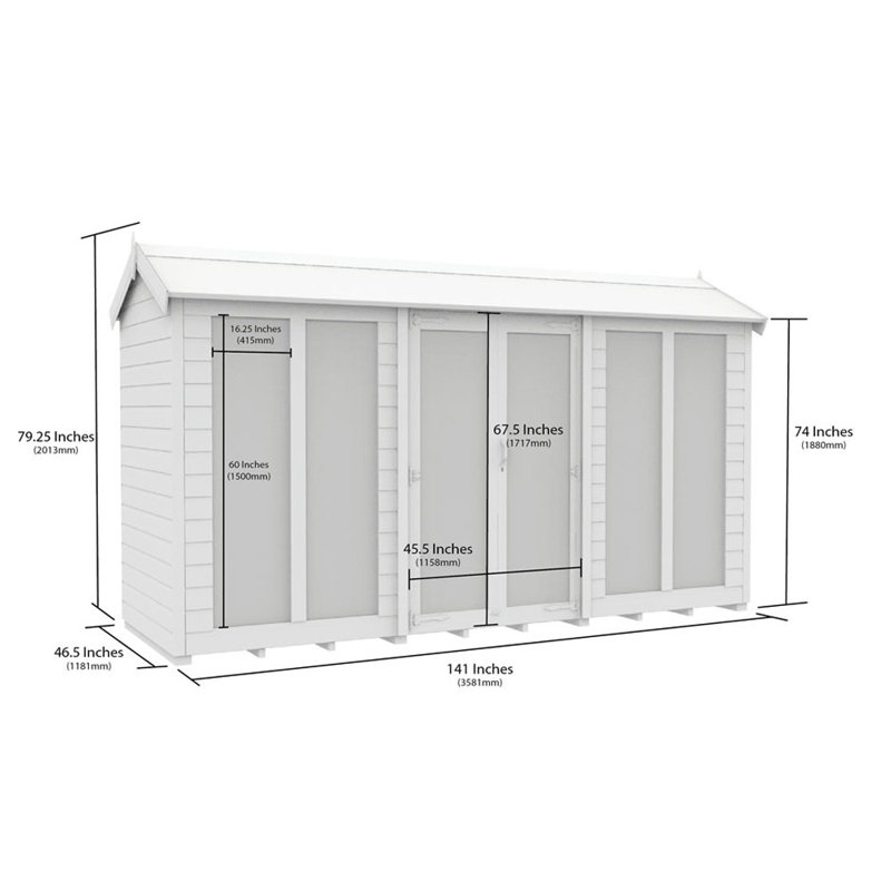 Apex Summer House (Full Height Window), 4ft x 12ft