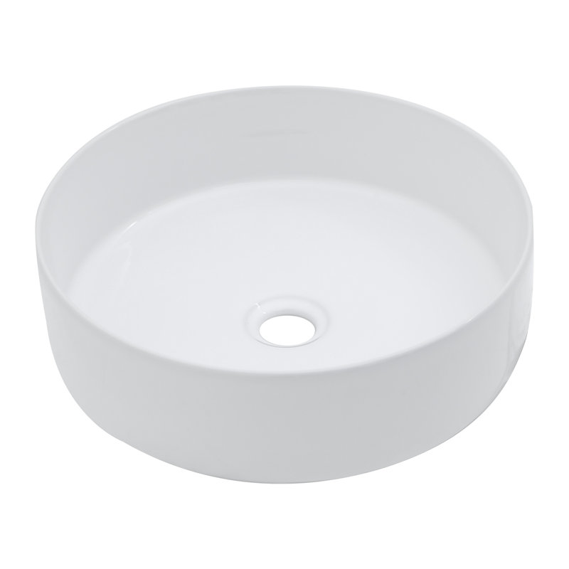 16" L X 16" W Round Vessel Sink Above Counter Basin Ceramic Bathroom Sink, White