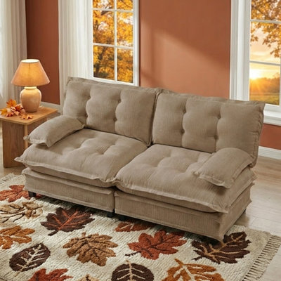 77 " Loveseat Cloud Sofa Couches for Living Room 2 Seater Removable Oversized Loveseat Sofa  Couch for Small Space, Apartment