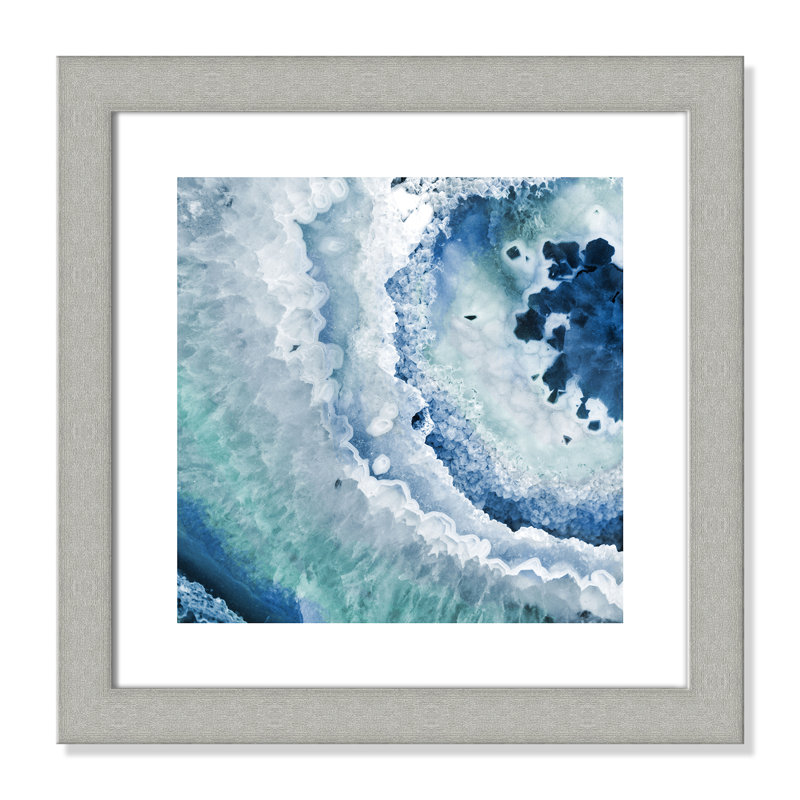 Ariana «Agate Blue And Turquoise II», reproduction d'impression encadrée, Argent brossé, H 18,5 po x l 18,5 po x P 1,25 po