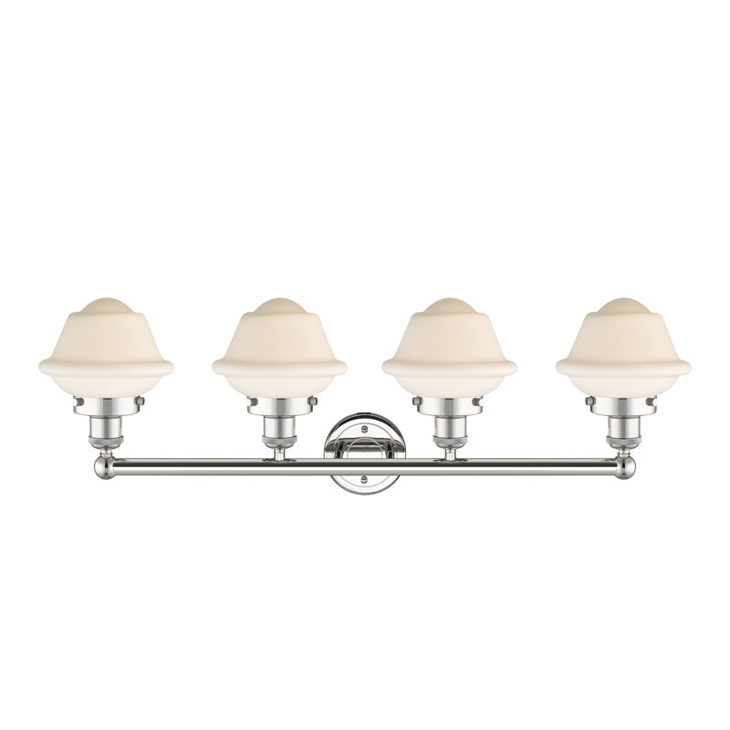 Éclairage pour meuble-lavabo à 4 lumières à intensité variable Grourke, Blanc mat, Nickel poli