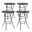 Ensemble de 4 tables de bar rondes de 81 cm (32 po) de hauteur, tables de bar pliantes de 110 cm (43,3 po) avec pattes détachables, noires